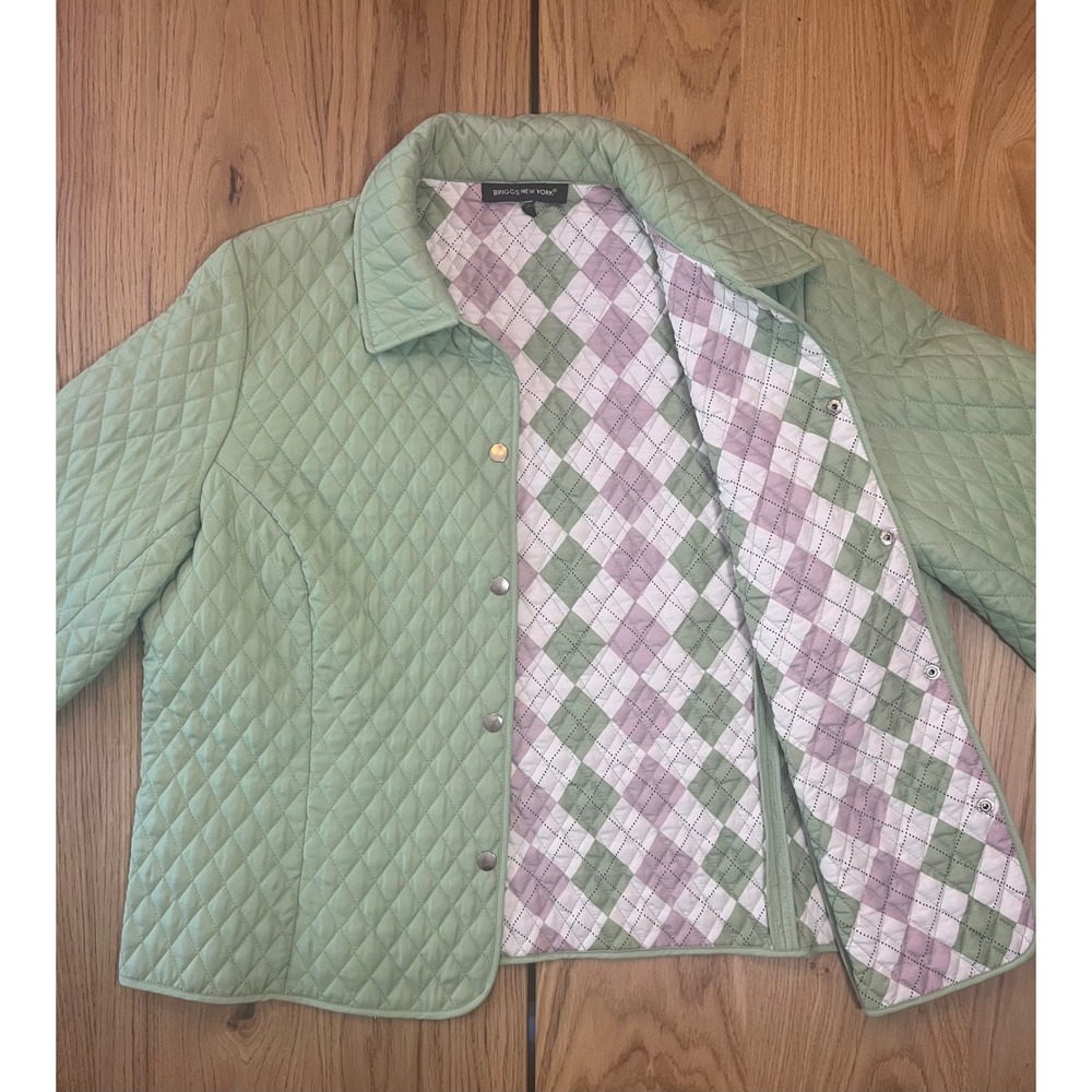 Briggs New York Quilted Snap Jacket Womens 18W Green Cottagecore Barn Coat